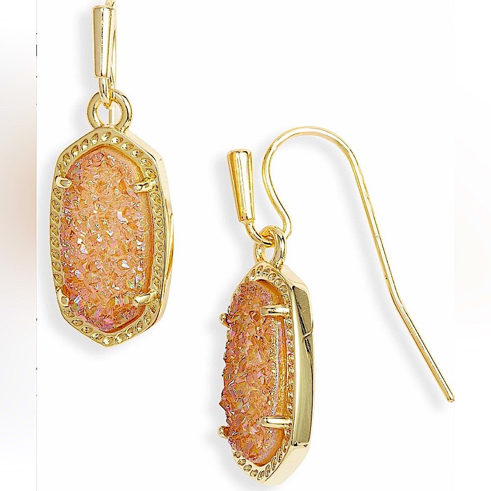 NEW Kendra Scott Lee Drop Earrings in Gold Spice Drusy